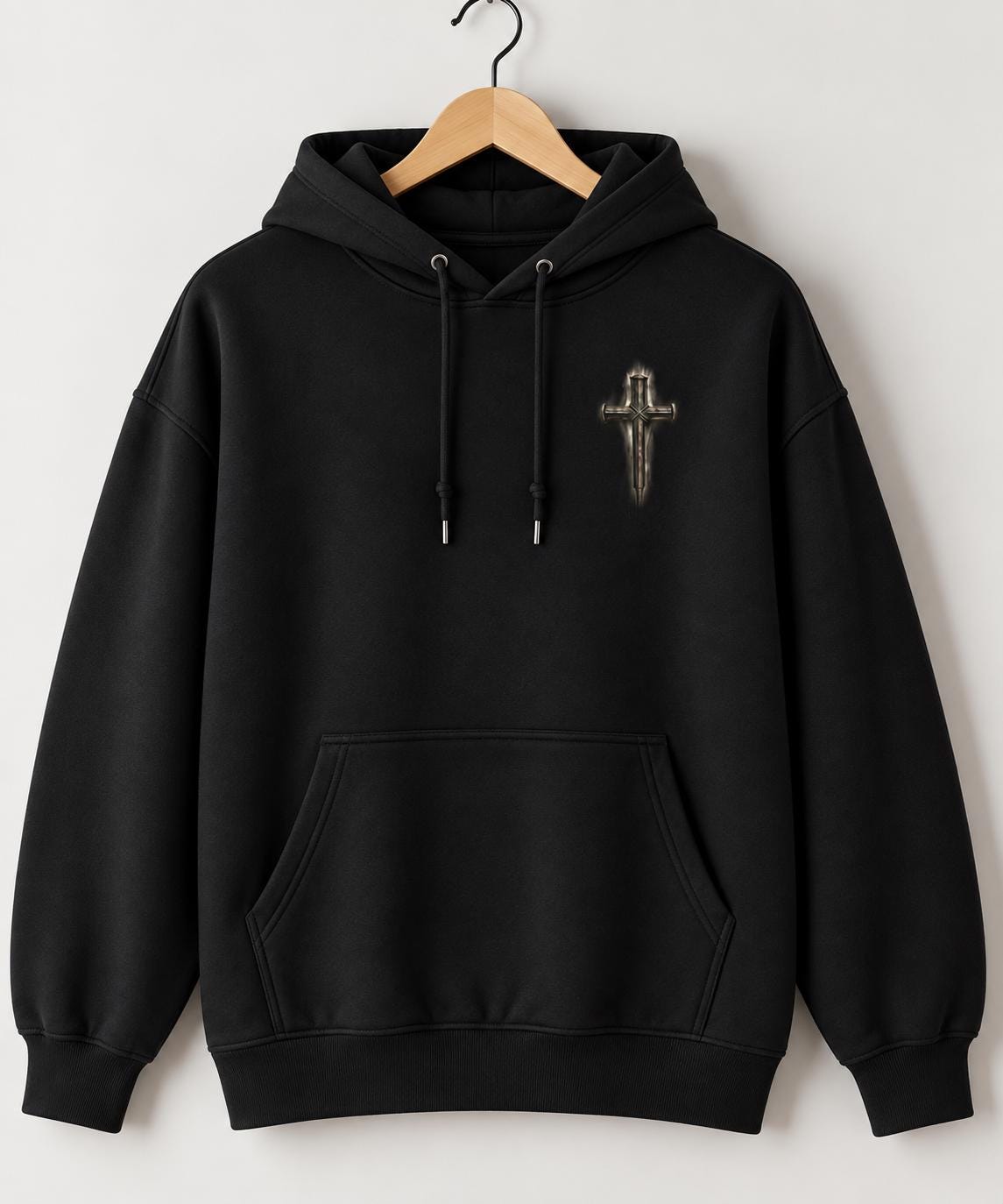 Christian Men Cross Hoodie, Distressed Three-Nail Cross, Church Fall Hoodie for Boys, Isaiah 53:5 Sweatshirt