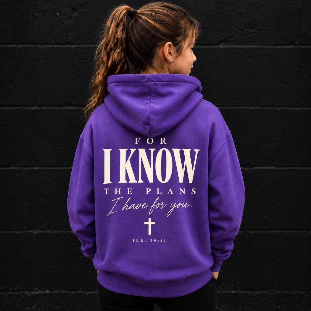 Jeremiah 29:11 Youth Hoodie, I Know the Plans Bible Verse Sweatshirt, Christian Gift for Teens