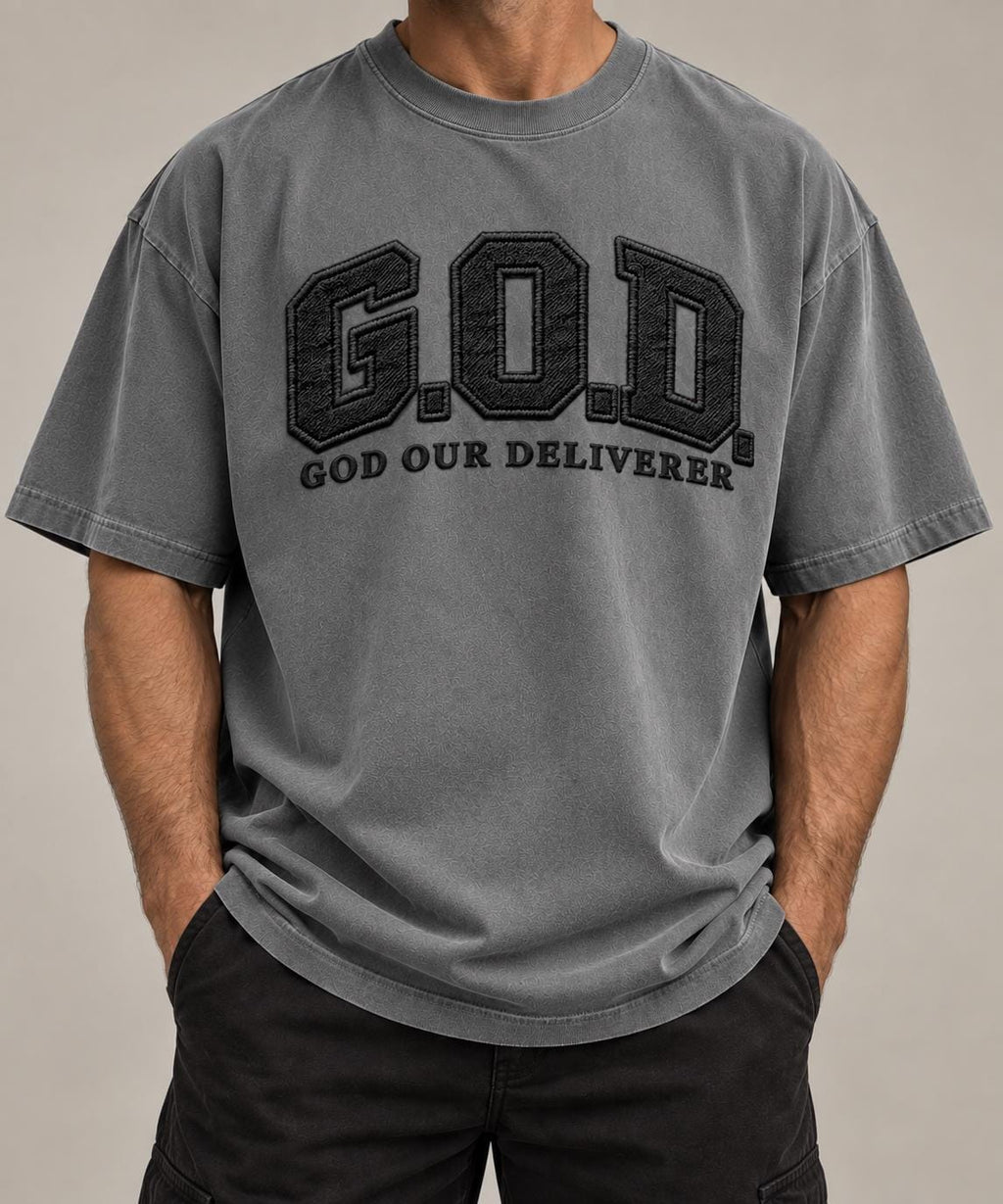 Oversized G.O.D. Christian Streetwear Tee, Vintage Collegiate Style
