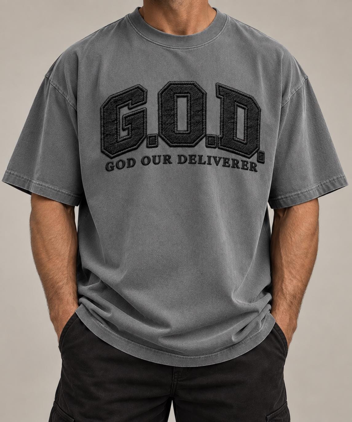 Oversized G.O.D. Christian Streetwear Tee, Vintage Collegiate Style