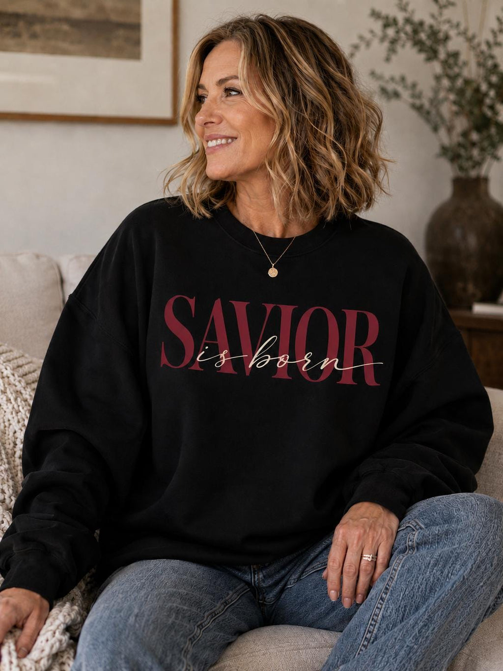 Savior is Born, Christian Christmas Sweatshirt for Women, Minimalist Christian Crewneck, King is Born, Christmas 2026 Sweatshirt