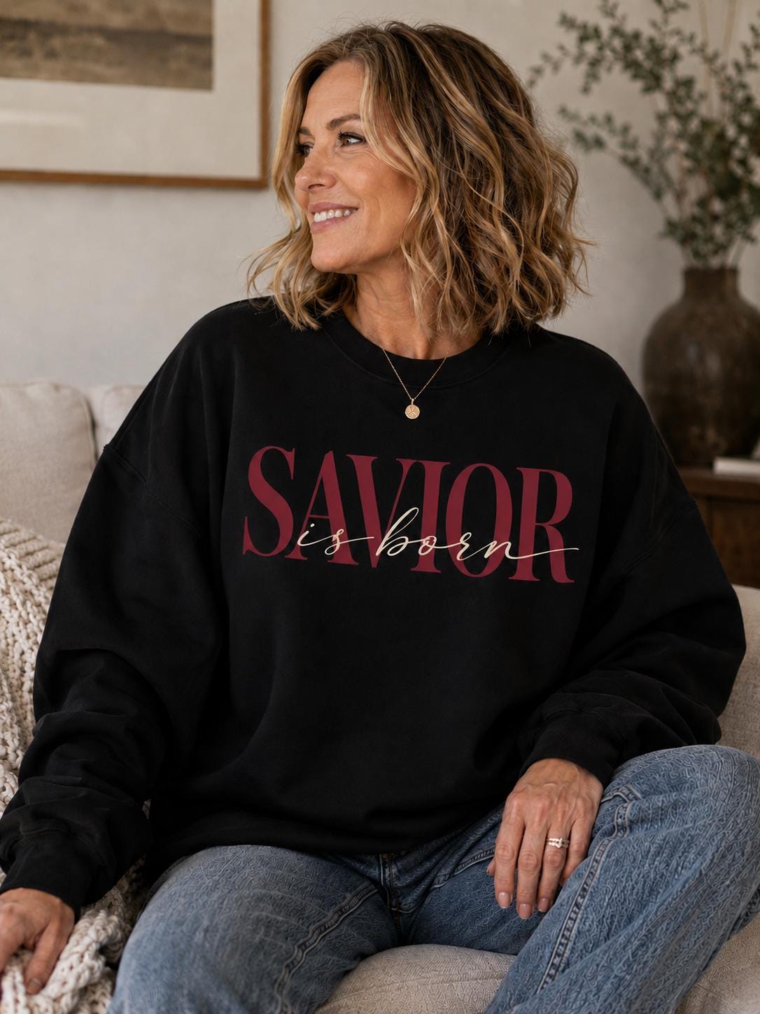 Savior is Born, Christian Christmas Sweatshirt for Women, Minimalist Christian Crewneck, King is Born, Christmas 2026 Sweatshirt