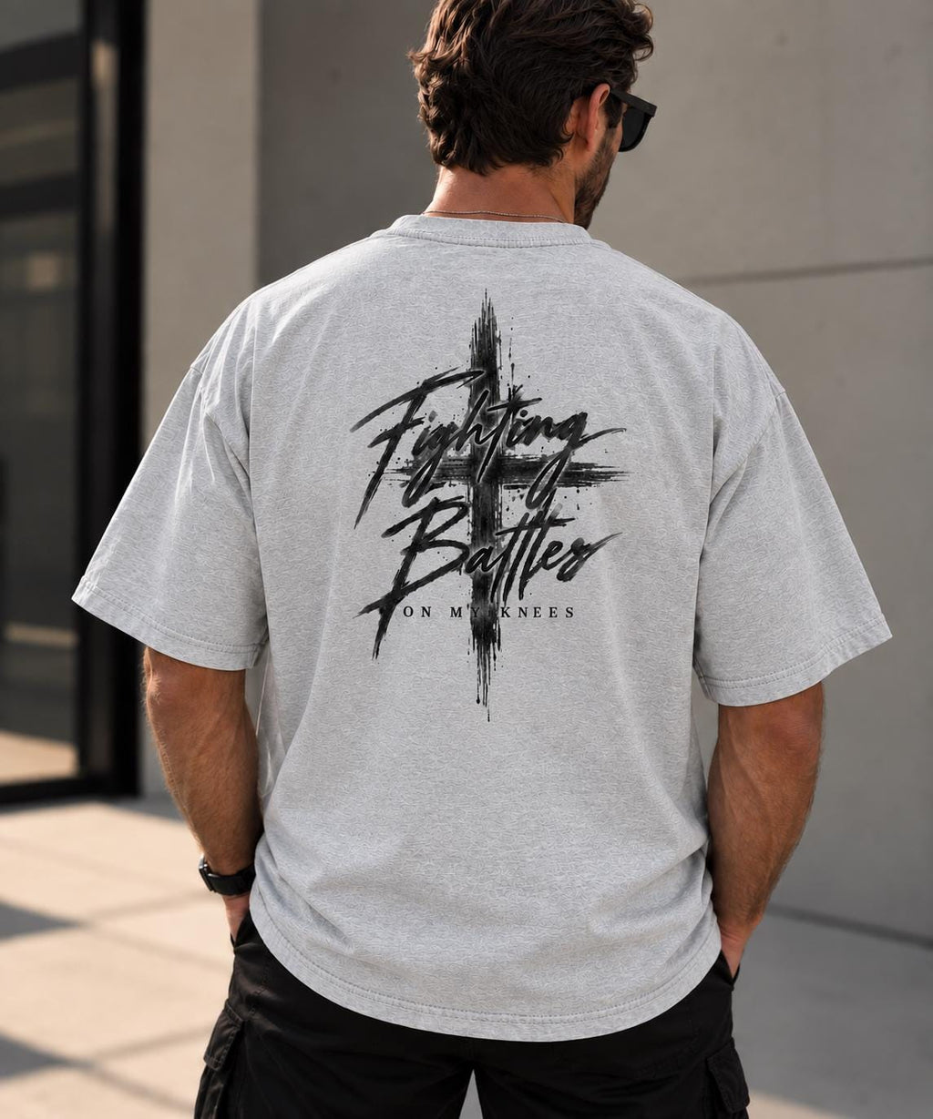 Fighting Battles on My Knees Premium Quality Shirt, Prayer Warrior Christian Shirt, Prayer Tee, Jesus Faith Outfit, Large Cross Shirt