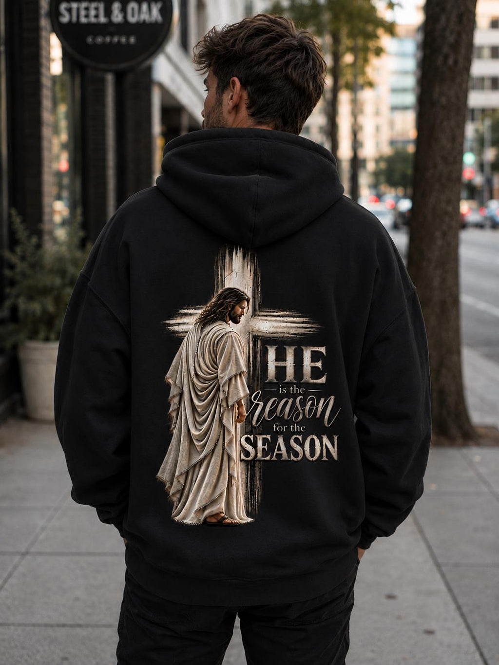 Christian Christmas Hoodie, Jesus Cross Sweatshirt, Faith-Based Gift