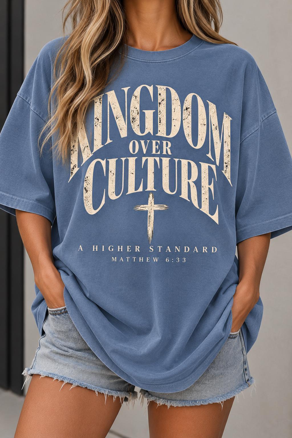 Kingdom Over Culture Christian Tee, Matthew 6:33 Graphic Shirt, God's Kingdom Faith T-Shirt, Jesus over World