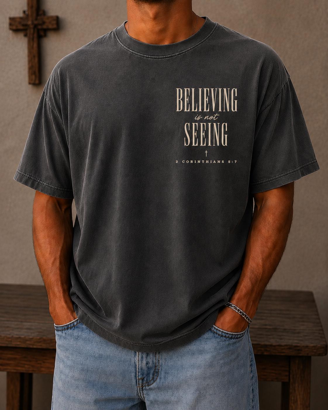 Faith T-Shirt, 2 Corinthians 5:7, Minimalist Christian Tee, Live by Faith
