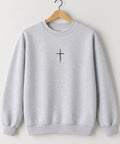 Simple Cross Christian Sweatshirt, Faith Crewneck, Minimalist Church Outfit, Petite Cross Design