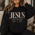 Jesus Over Everything Women's Sweatshirt, Faith-Based Christmas Crewneck for Women, Large JESUS front design