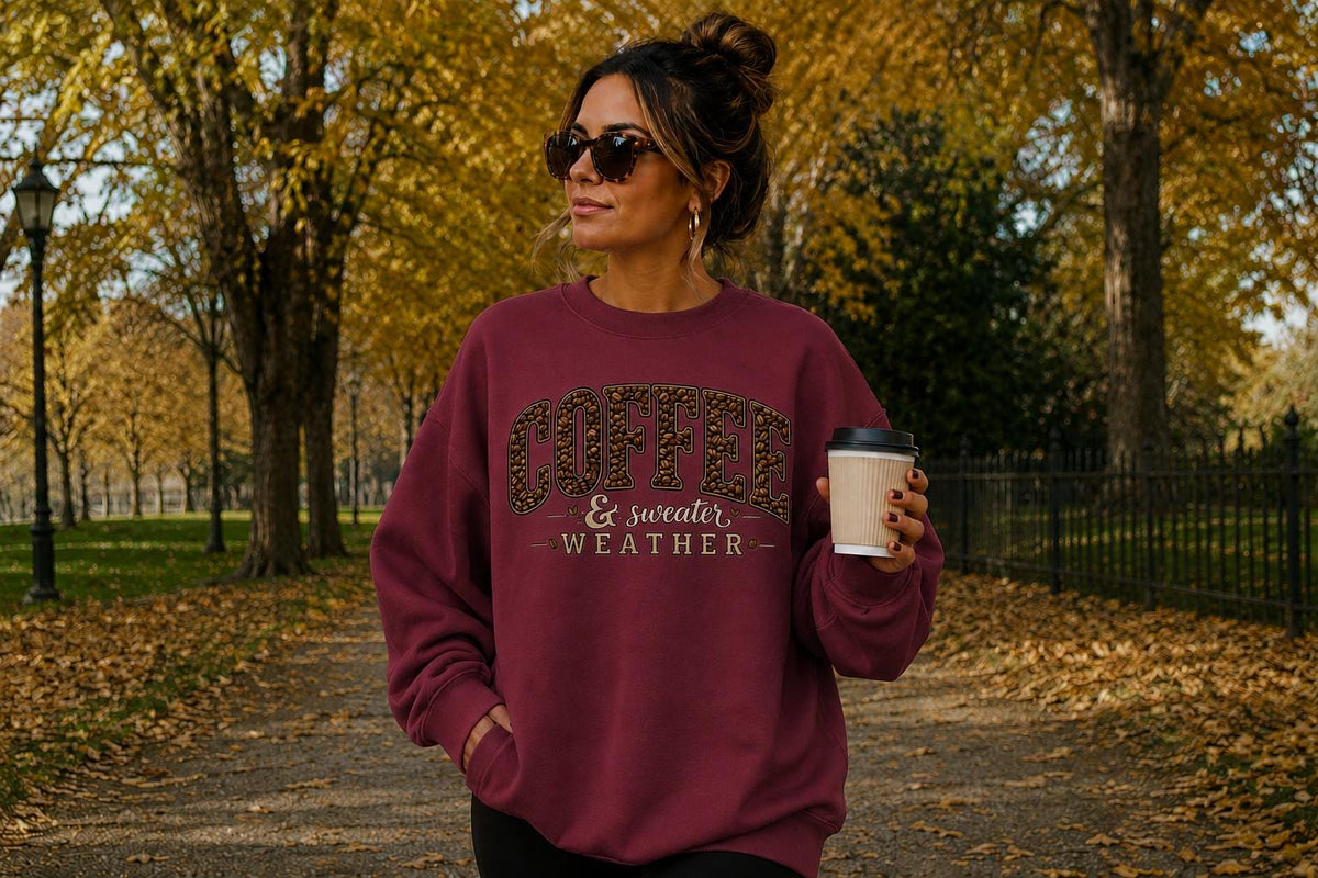 Coffee Sweatshirt, Cozy Fall Crewneck, Coffee Lover Gift