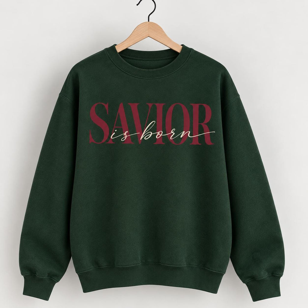 Savior is Born, Christian Christmas Sweatshirt for Women, Minimalist Christian Crewneck, King is Born, Christmas 2026 Sweatshirt