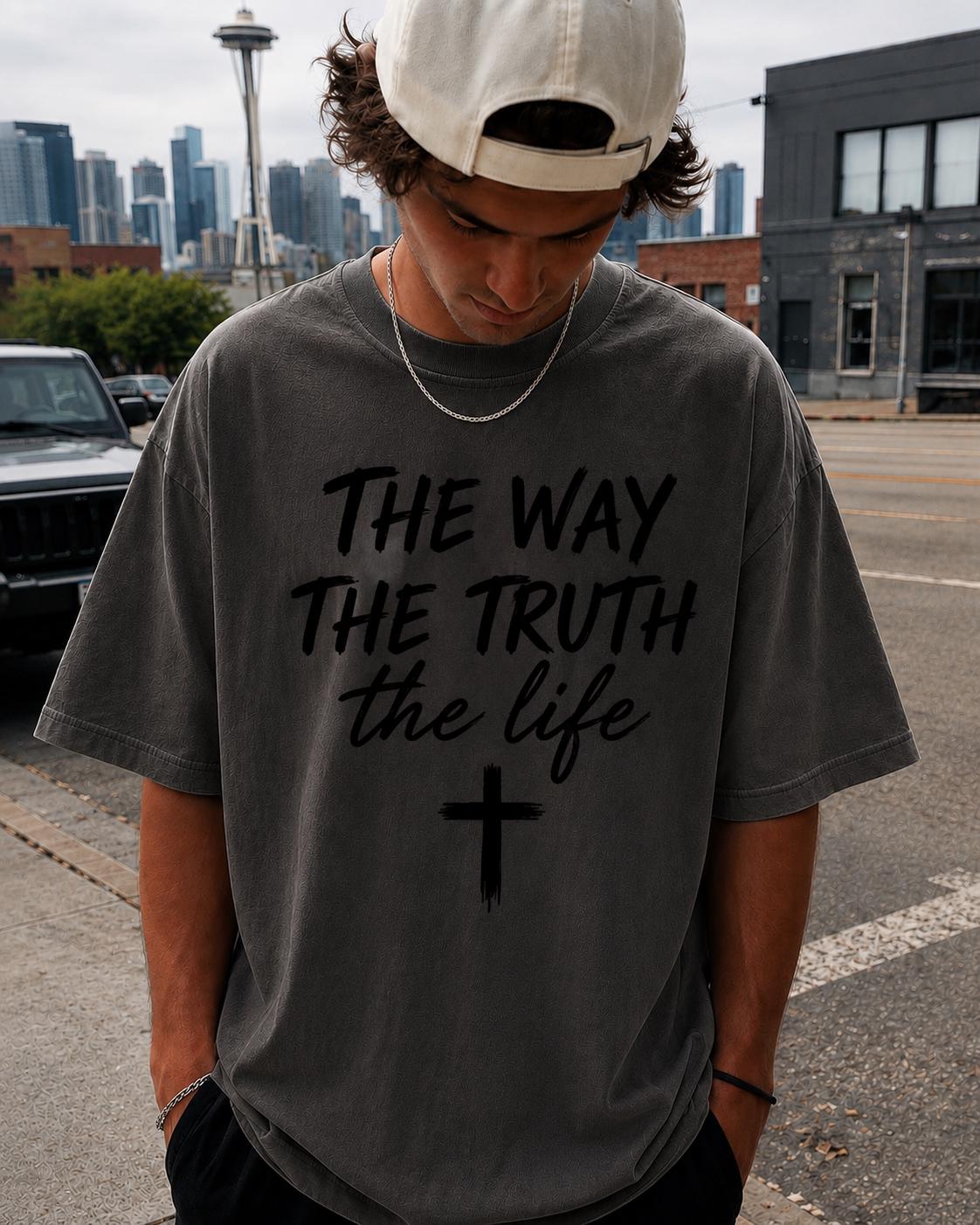 The Way The Truth The Life Shirt, John 14:6 Christian Tee, Oversized Faith Graphic