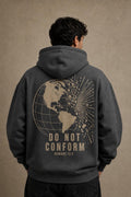 Oversized Christian Streetwear Hoodie, Romans 12:2 Do Not Conform Globe Design