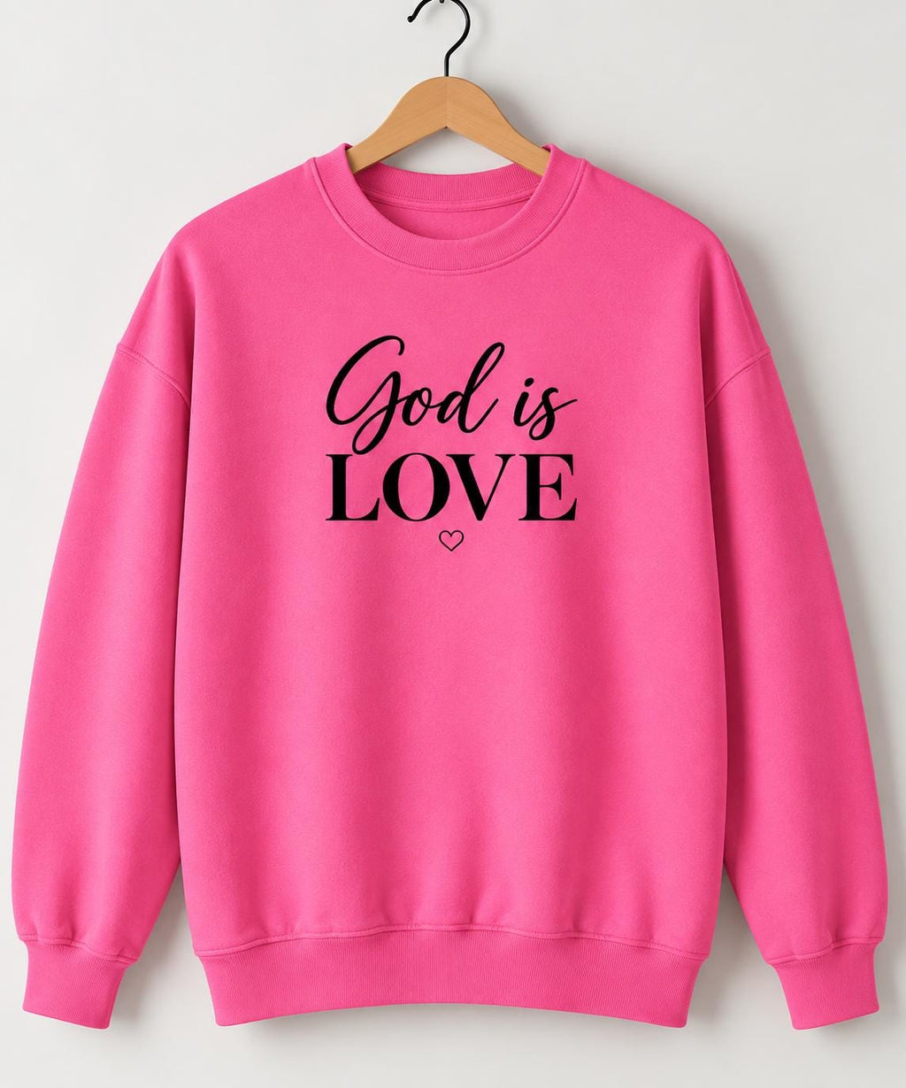 God Is Love, Christian Crewneck Sweatshirt, Simple Christian Sweatshirt for Her, Petite Heart Design