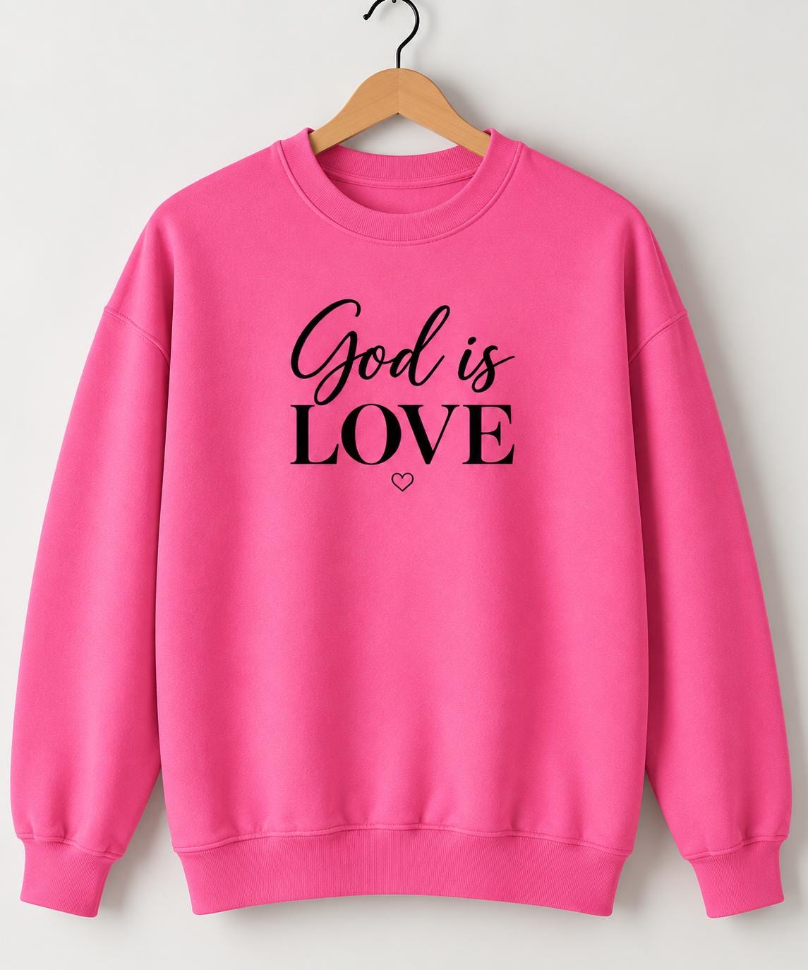 God Is Love, Christian Crewneck Sweatshirt, Simple Christian Sweatshirt for Her, Petite Heart Design