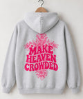 Make Heaven Crowded Floral Cross Hoodie, Pink Christian Sweatshirt, Oversized Fit