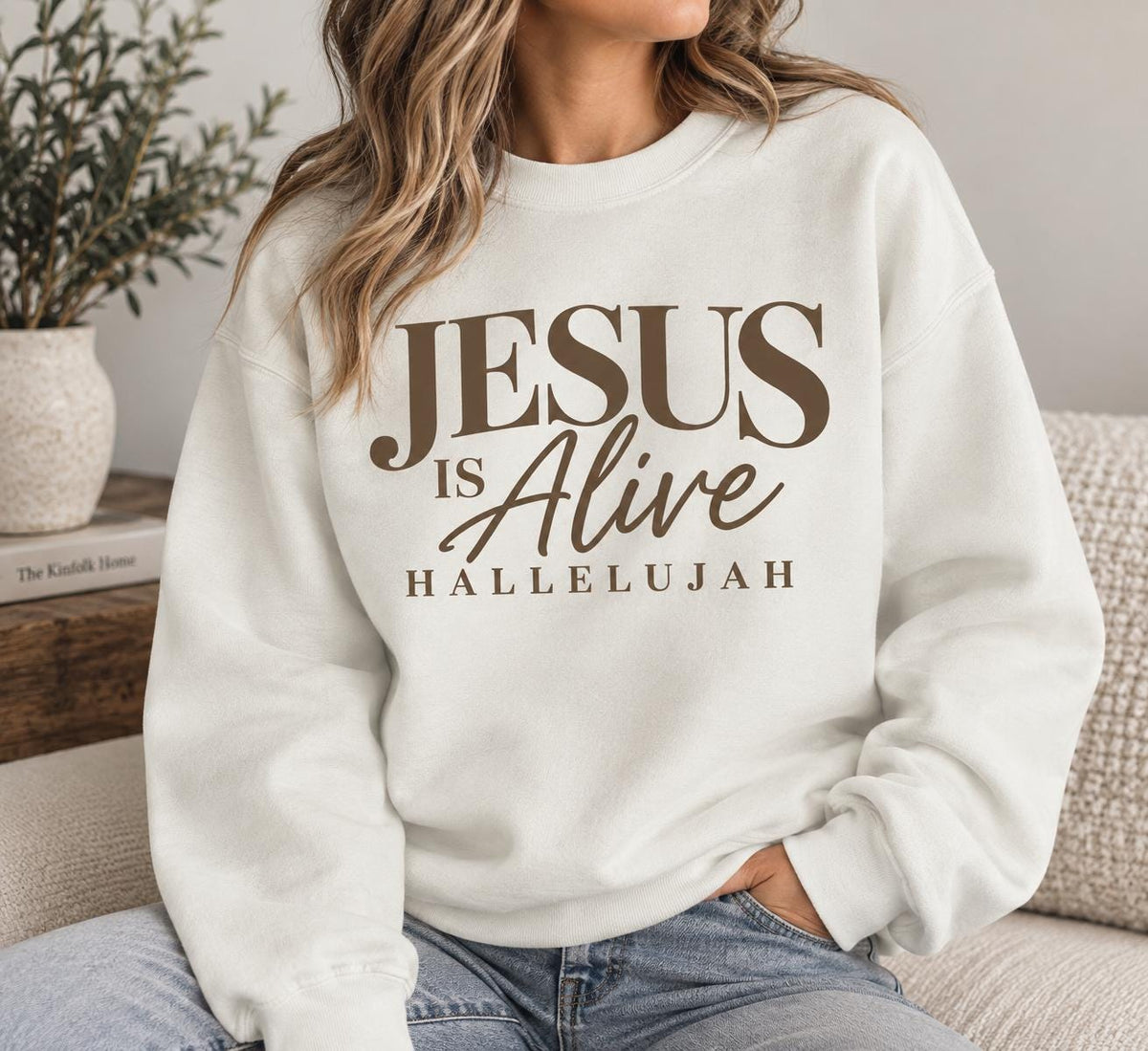 Jesus is Alive, Hallelujah Crewneck Sweatshirt, Perfect Christian Sweatshirt for Fall, Jesus Crewneck, Minimal Christian Sweatshirt for her