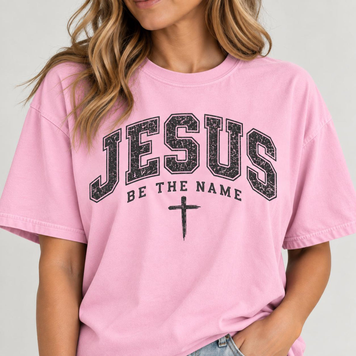 Jesus Be The Name Shirt, Christian Praise T-shirt, Unisex Faith Tee, Christian Cross Shirt, Large Chest Design Jesus Shirt