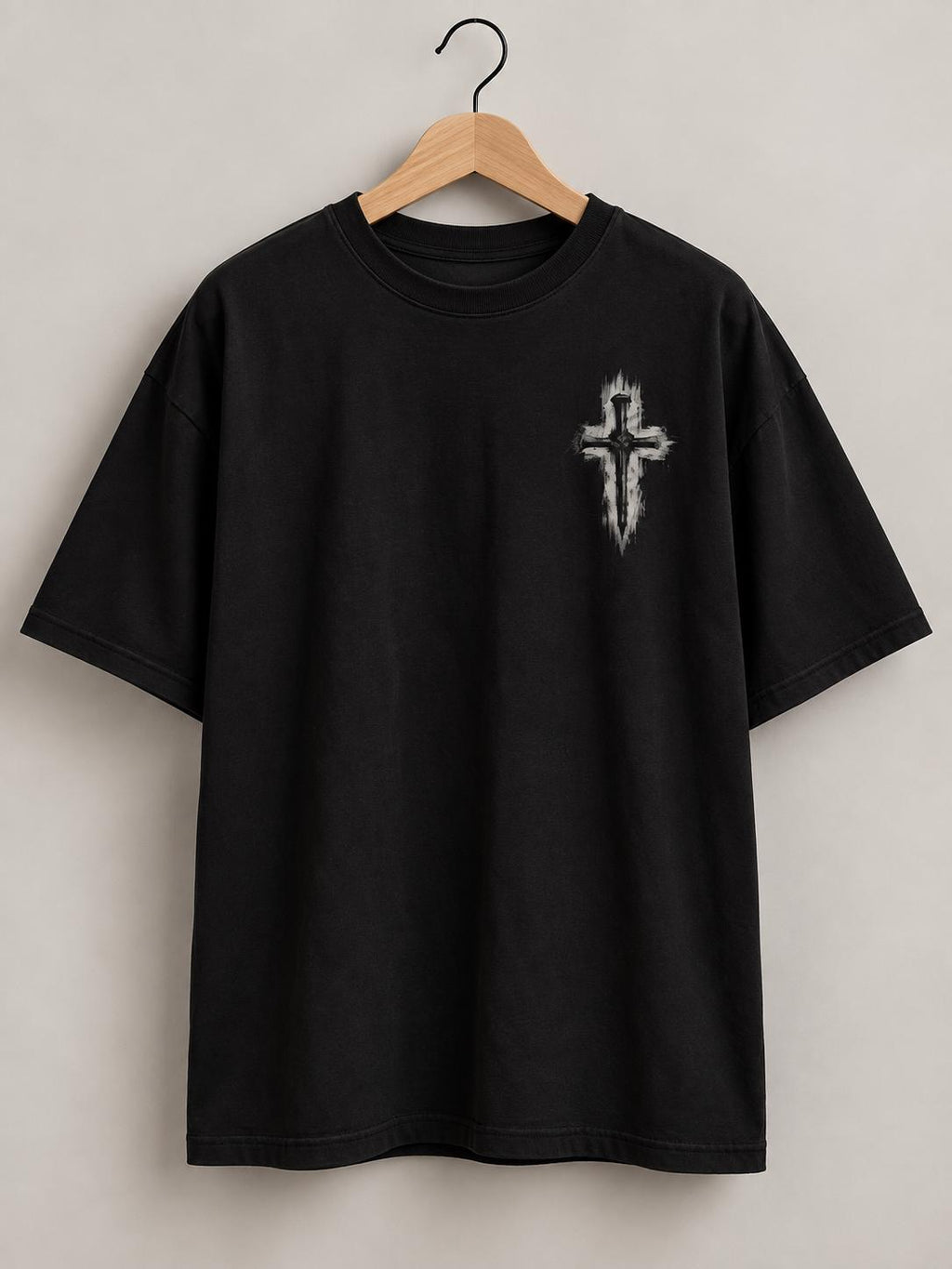 Three-Nail Cross T-Shirt, Distressed Christian Tee for Men, Simple Minimalistic Tee for Everyday