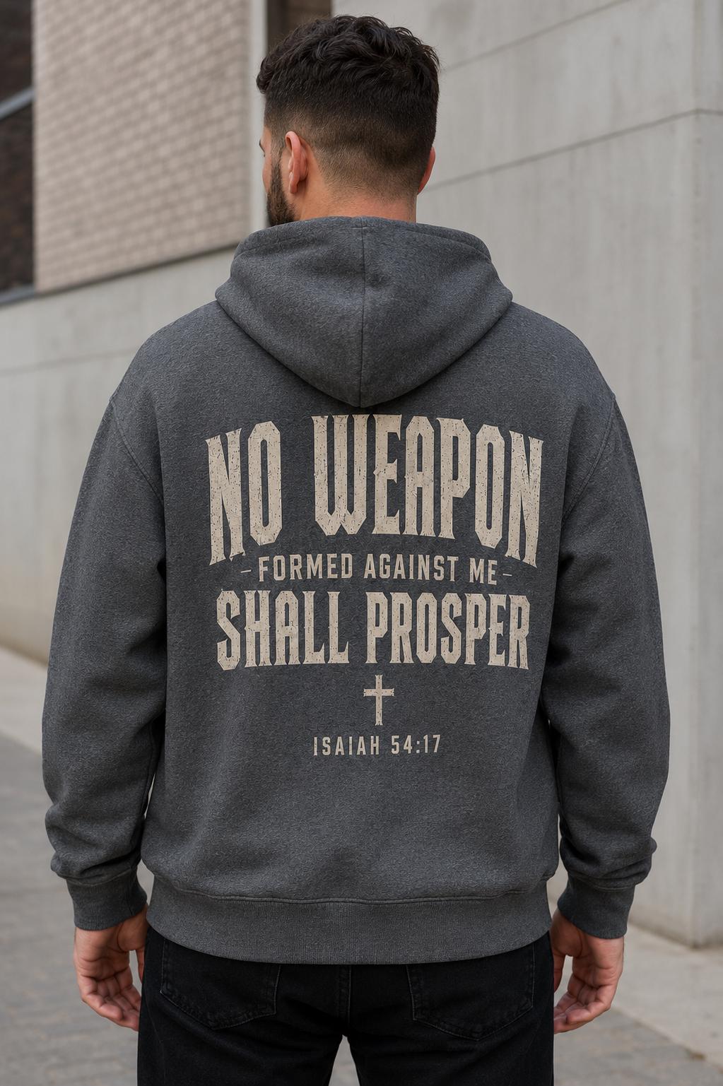 No Weapon Formed Against Me Hoodie, Isaiah 54:17 Christian Hoodie, Faith Based Streetwear, Men’s Bible Verse Sweatshirt, Christian Gift