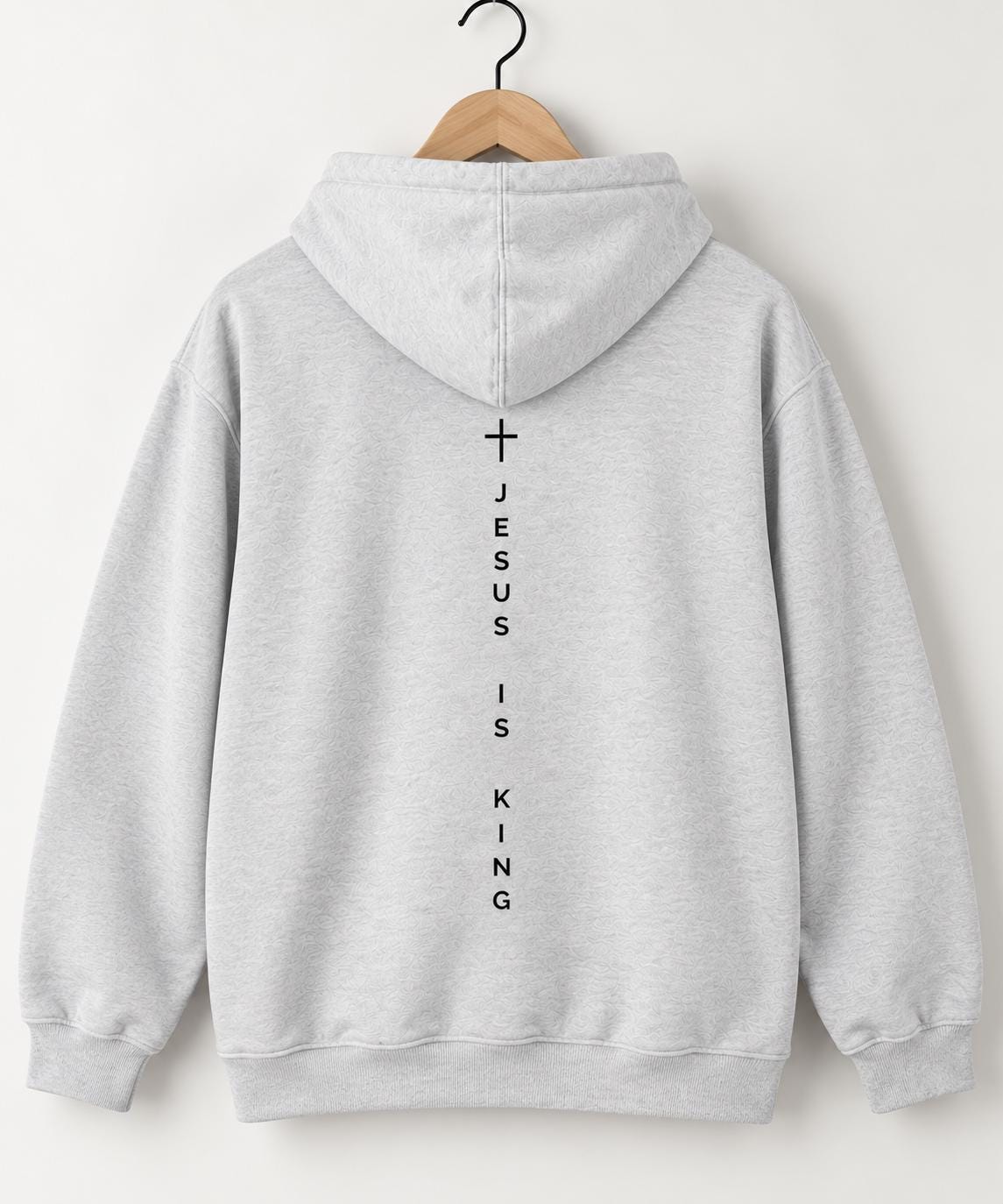 Unisex Jesus Is King Hoodie, Premium Quality Sweatshirt, Vertical Cross Design Back Design, Faith Hoodie, Jesus Tee, Christian Outfit