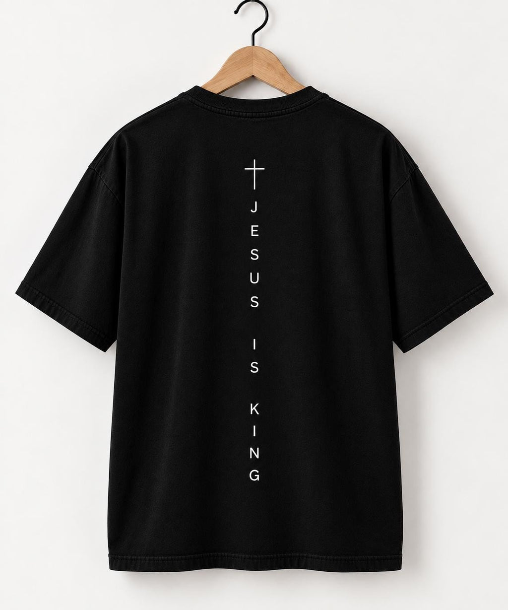 Jesus Is King Unisex Shirt, Gender Neutral Christian Shirt, Premium Quality Cross Tee,  Simple Christian Shirt, Vertical Cross Back Design