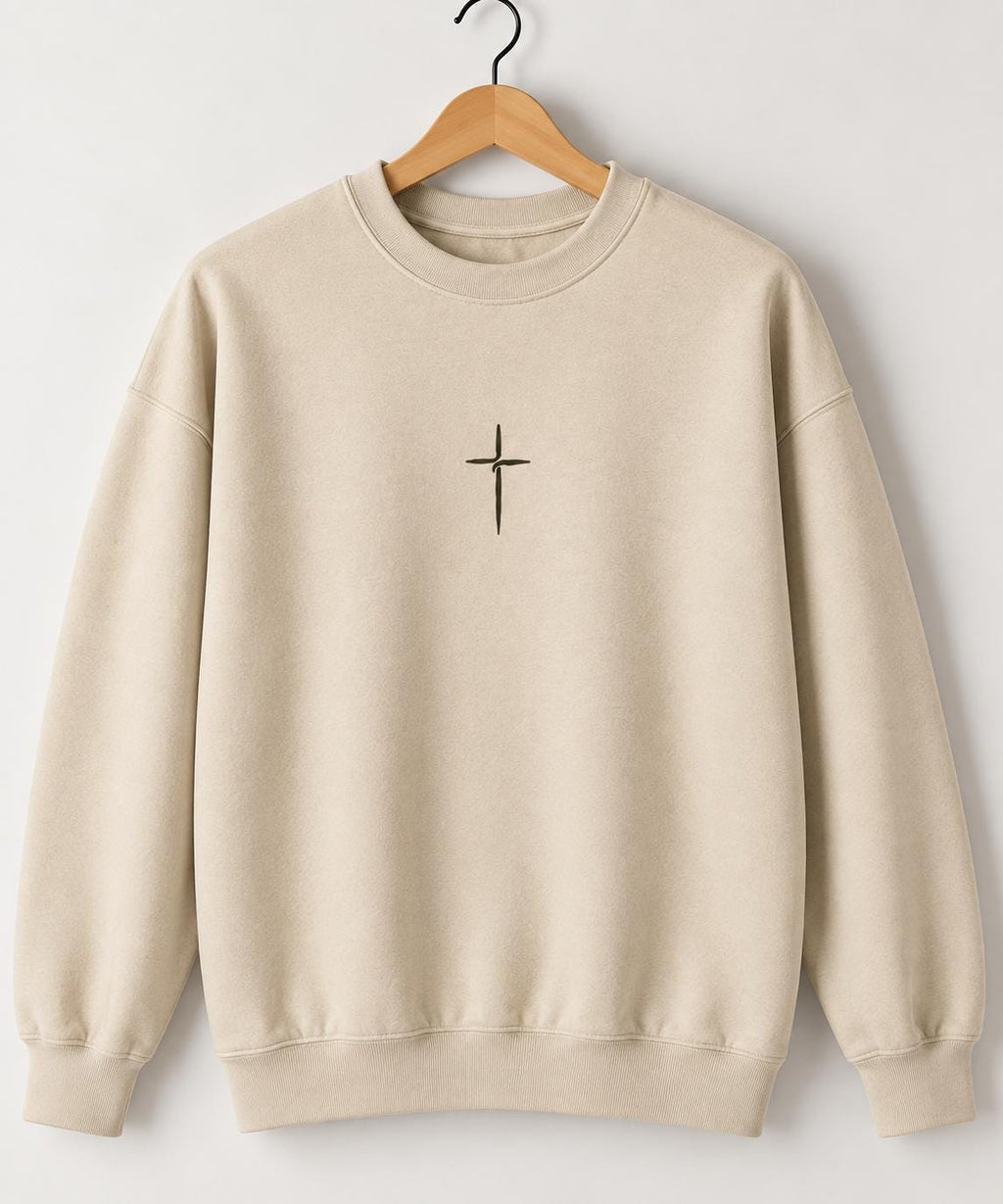 Simple Cross Christian Sweatshirt, Faith Crewneck, Minimalist Church Outfit, Petite Cross Design