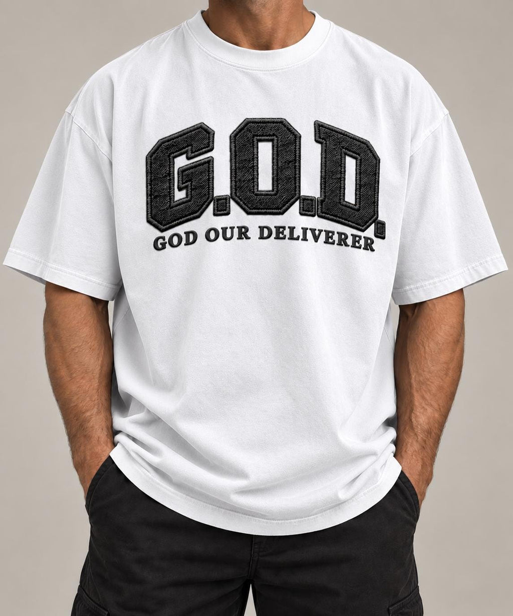 Oversized G.O.D. Christian Streetwear Tee, Vintage Collegiate Style