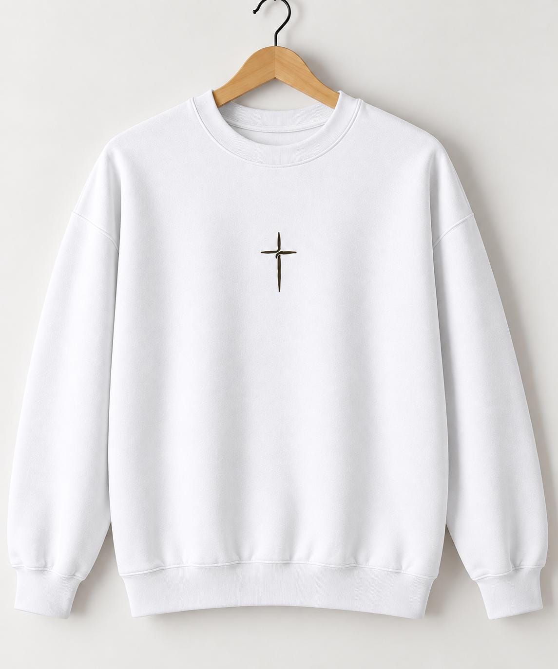 Simple Cross Christian Sweatshirt, Faith Crewneck, Minimalist Church Outfit, Petite Cross Design