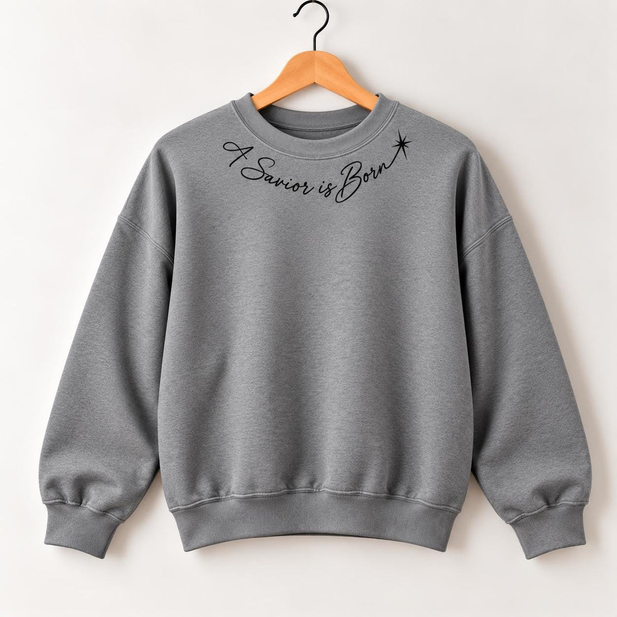 A Savior is Born Crewneck Sweatshirt, Christian Minimalist Christmas Sweatshirt for Her with Petite Star of Bethlehem, Luke 2:11