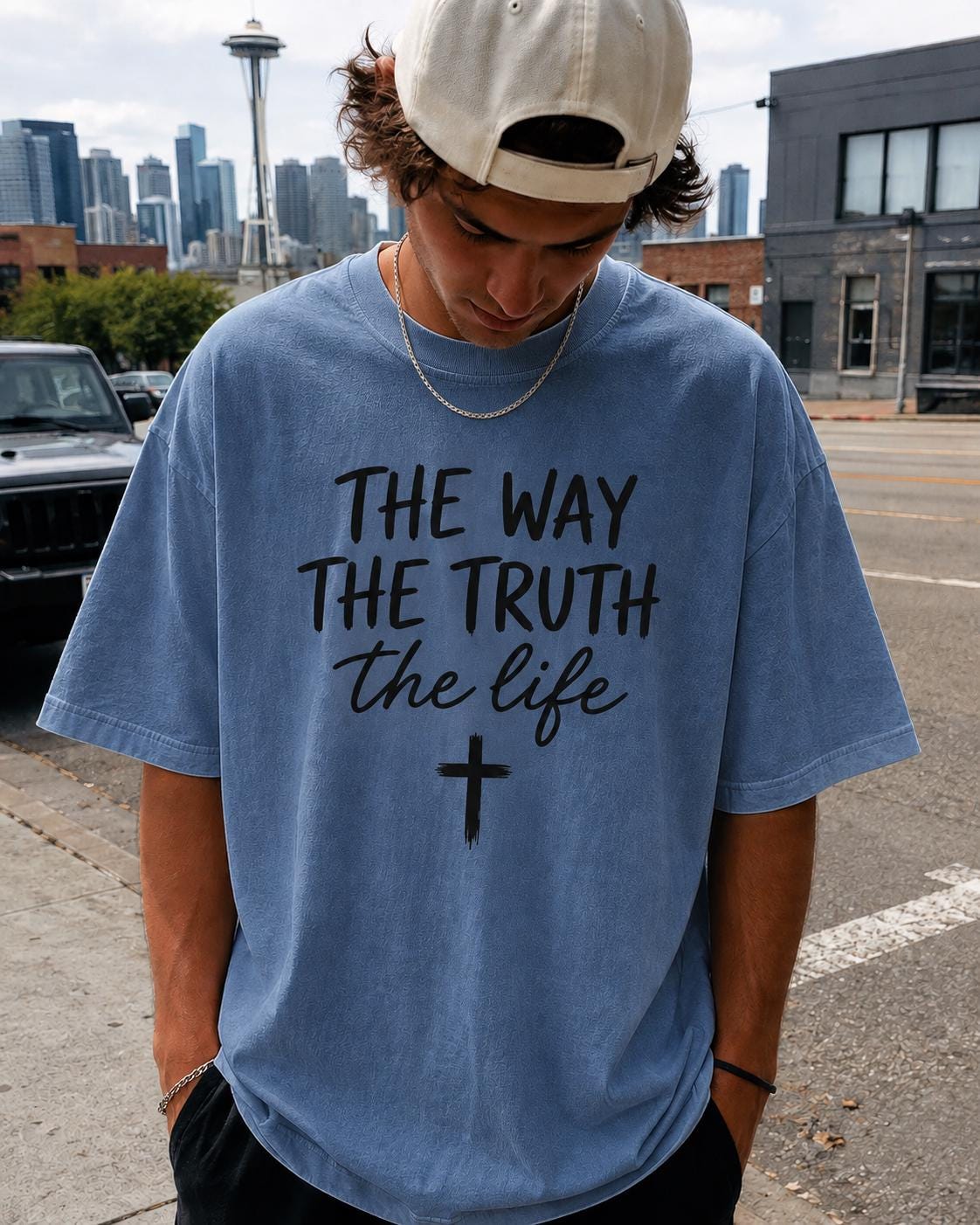 The Way The Truth The Life Shirt, John 14:6 Christian Tee, Oversized Faith Graphic