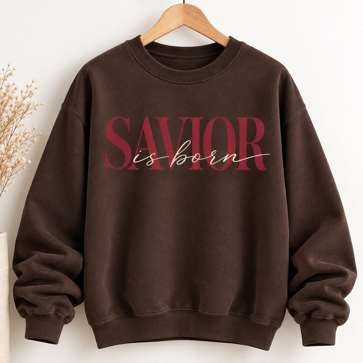 Savior is Born, Christian Christmas Sweatshirt for Women, Minimalist Christian Crewneck, King is Born, Christmas 2026 Sweatshirt