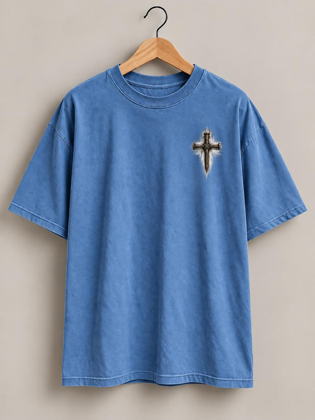 Three-Nail Cross T-Shirt, Distressed Christian Tee for Men, Simple Minimalistic Tee for Everyday