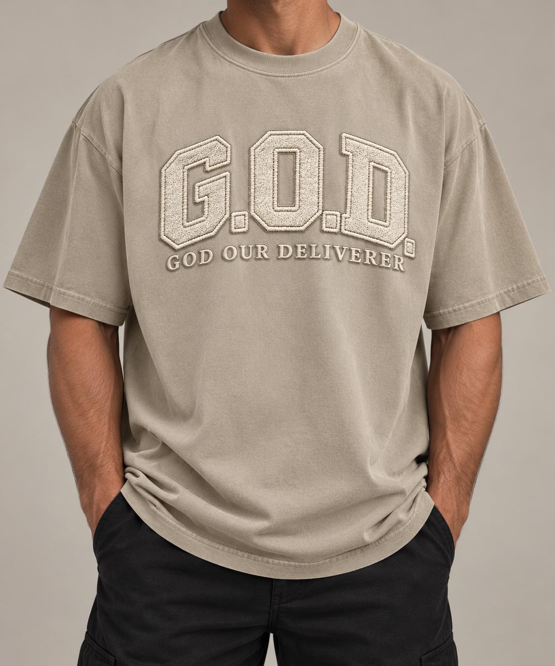 Oversized G.O.D. Christian Streetwear Tee, Vintage Collegiate Style