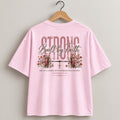 Strong Built by Faith, Women Christian Fitness Shirt, Built by Faith, Proverbs 31:25, Floral Barbell Gym Tee