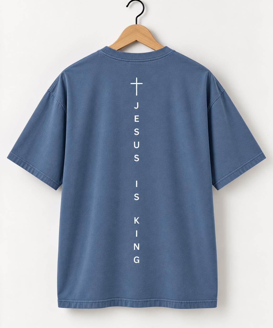 Jesus Is King Unisex Shirt, Gender Neutral Christian Shirt, Premium Quality Cross Tee,  Simple Christian Shirt, Vertical Cross Back Design