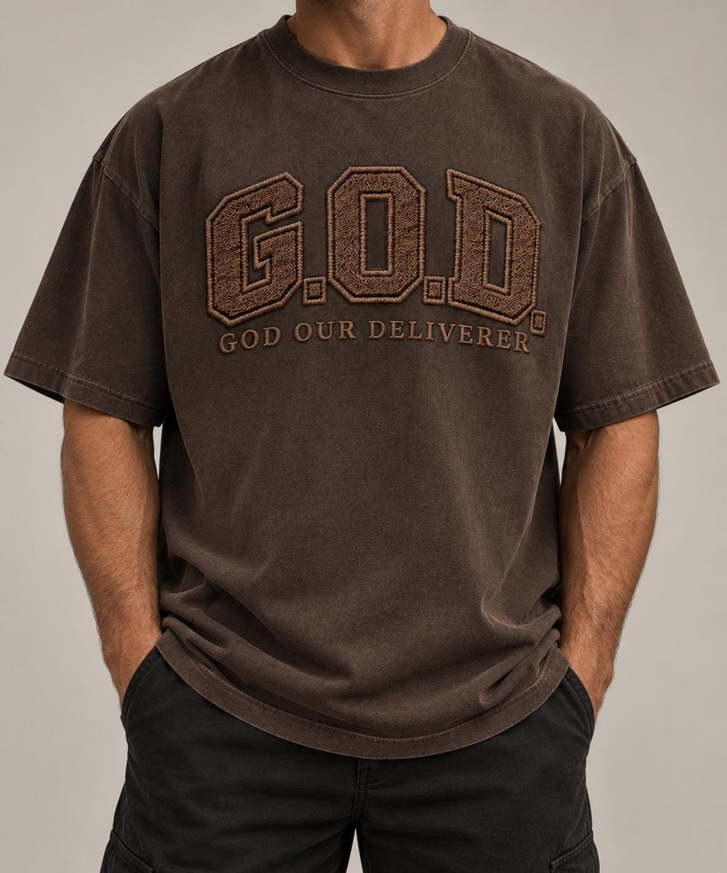 Oversized G.O.D. Christian Streetwear Tee, Vintage Collegiate Style