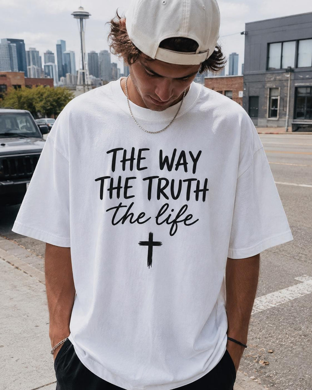 The Way The Truth The Life Shirt, John 14:6 Christian Tee, Oversized Faith Graphic