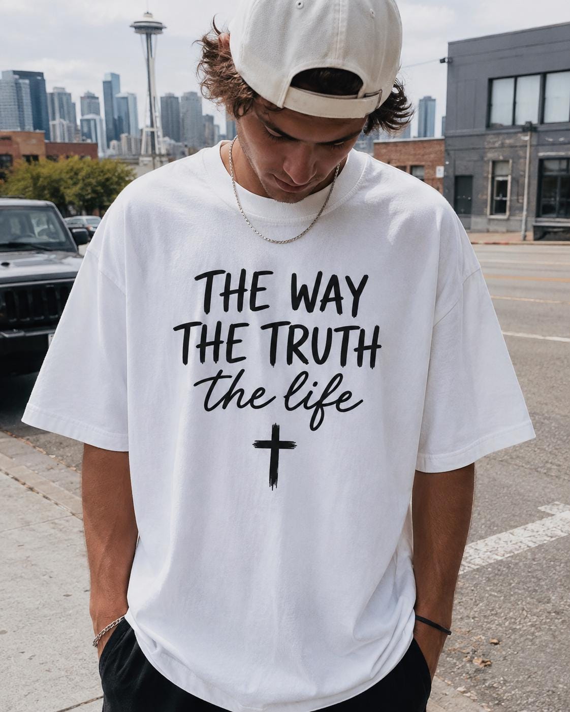 The Way The Truth The Life Shirt, John 14:6 Christian Tee, Oversized Faith Graphic