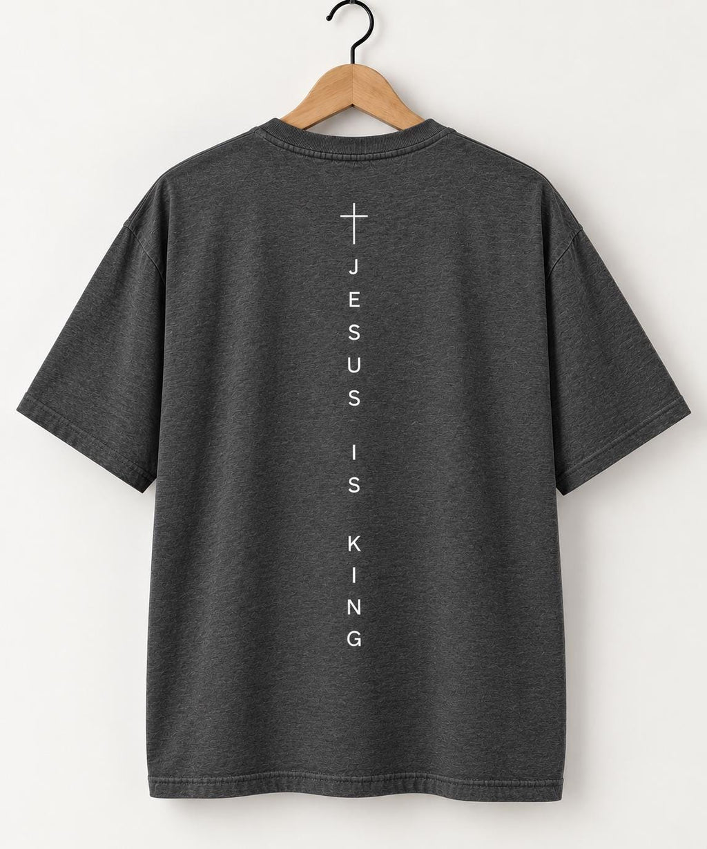 Jesus Is King Unisex Shirt, Gender Neutral Christian Shirt, Premium Quality Cross Tee,  Simple Christian Shirt, Vertical Cross Back Design