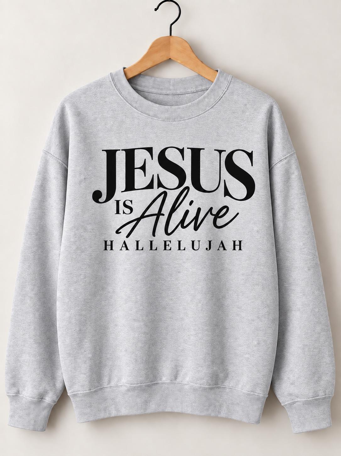 Jesus is Alive, Hallelujah Crewneck Sweatshirt, Perfect Christian Sweatshirt for Fall, Jesus Crewneck, Minimal Christian Sweatshirt for her