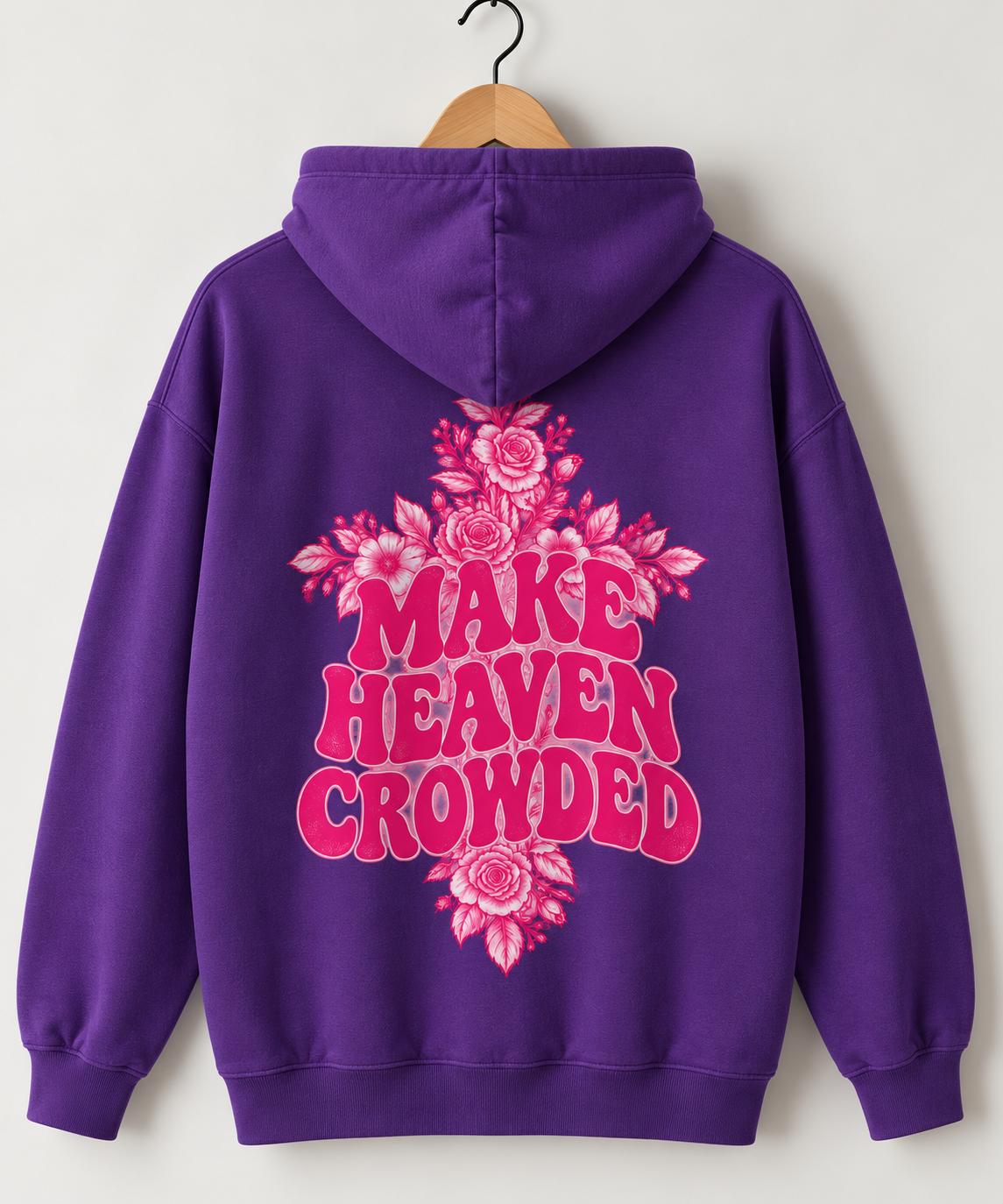 Make Heaven Crowded Floral Cross Hoodie, Pink Christian Sweatshirt, Oversized Fit