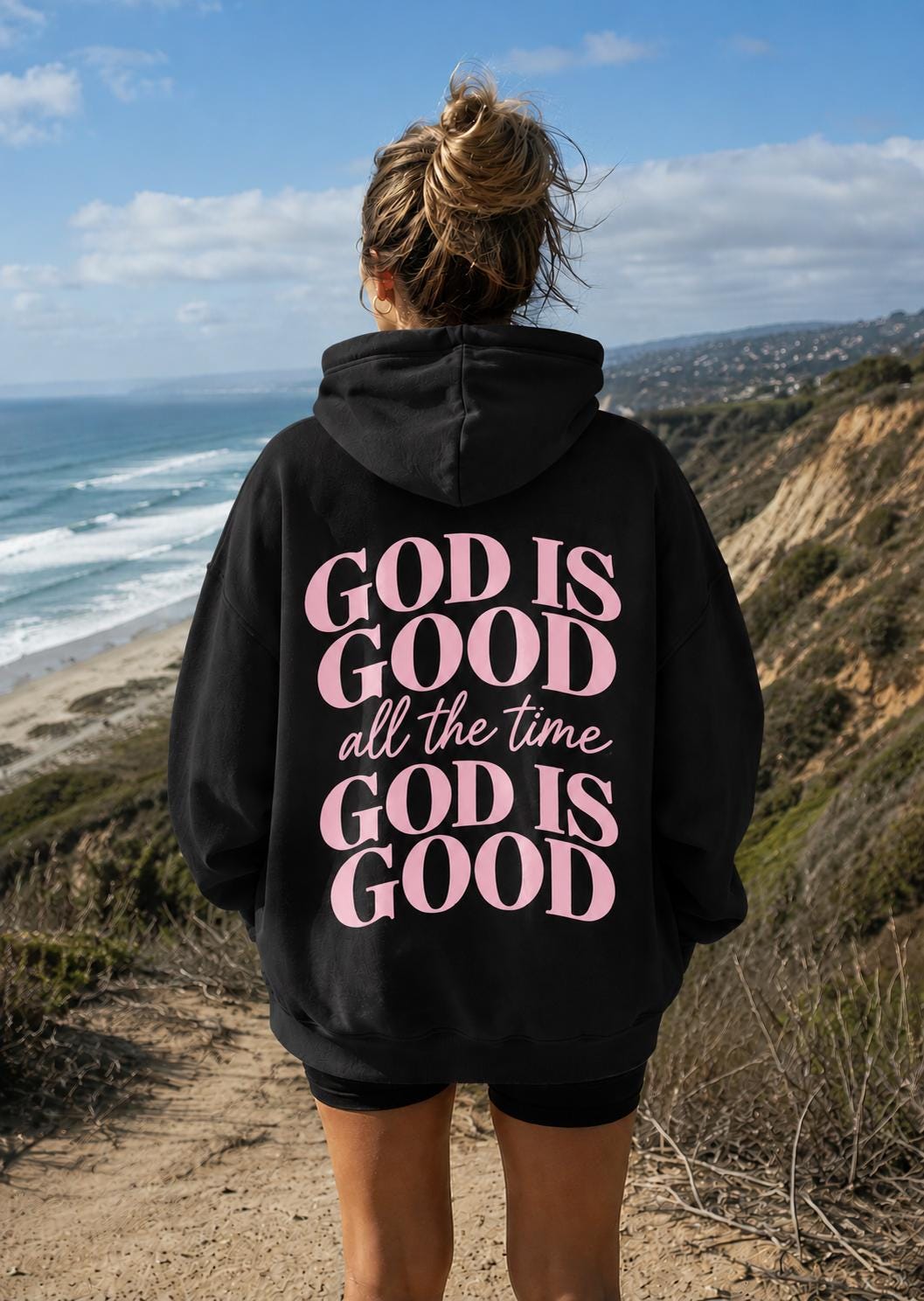 God is GOOD Hoodie, Purple, Large Print on the Back, Christian Sweatshirt, Church Fit