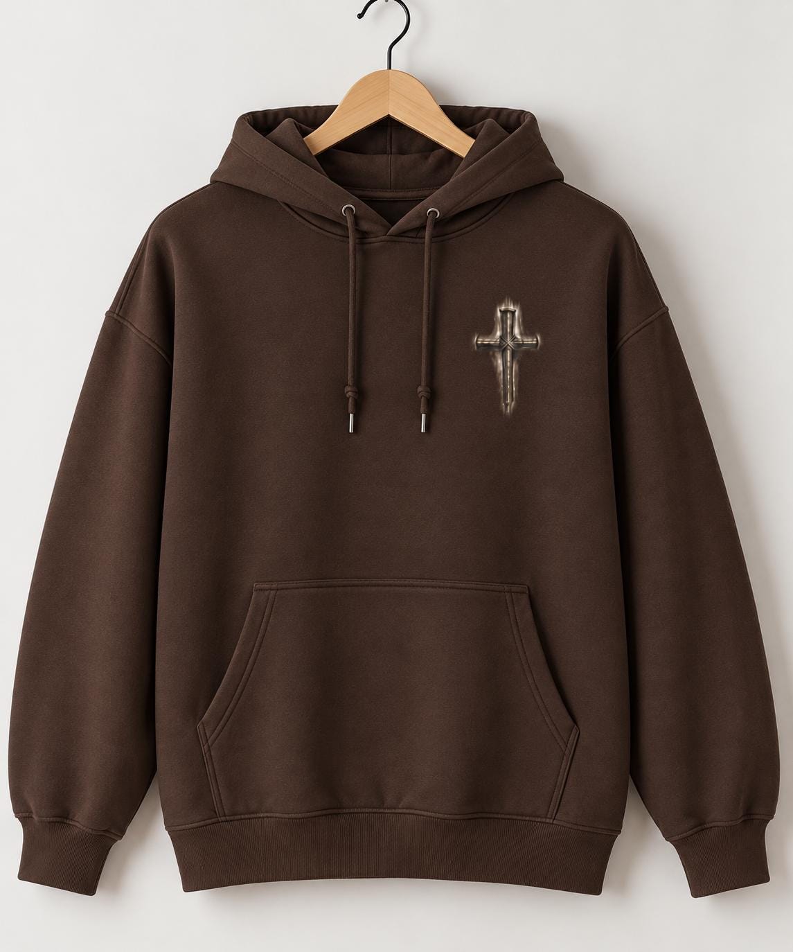 Christian Men Cross Hoodie, Distressed Three-Nail Cross, Church Fall Hoodie for Boys, Isaiah 53:5 Sweatshirt