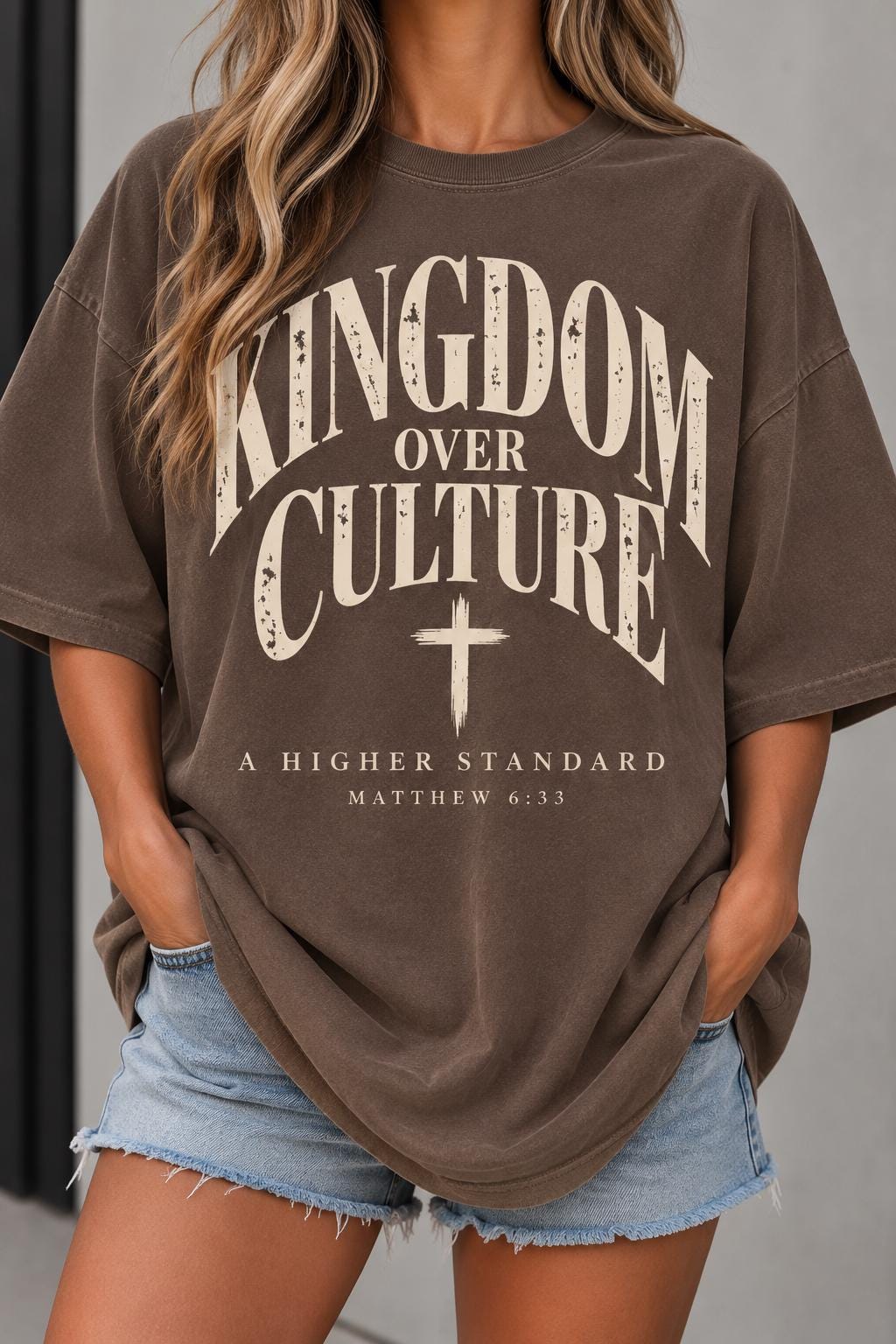 Kingdom Over Culture Christian Tee, Matthew 6:33 Graphic Shirt, God's Kingdom Faith T-Shirt, Jesus over World