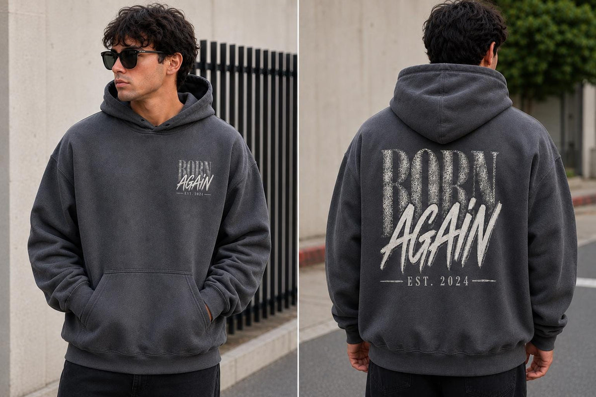 Born Again Christian Hoodie, John 3:3 Baptism Gift, Personalized Streetwear Sweatshirt