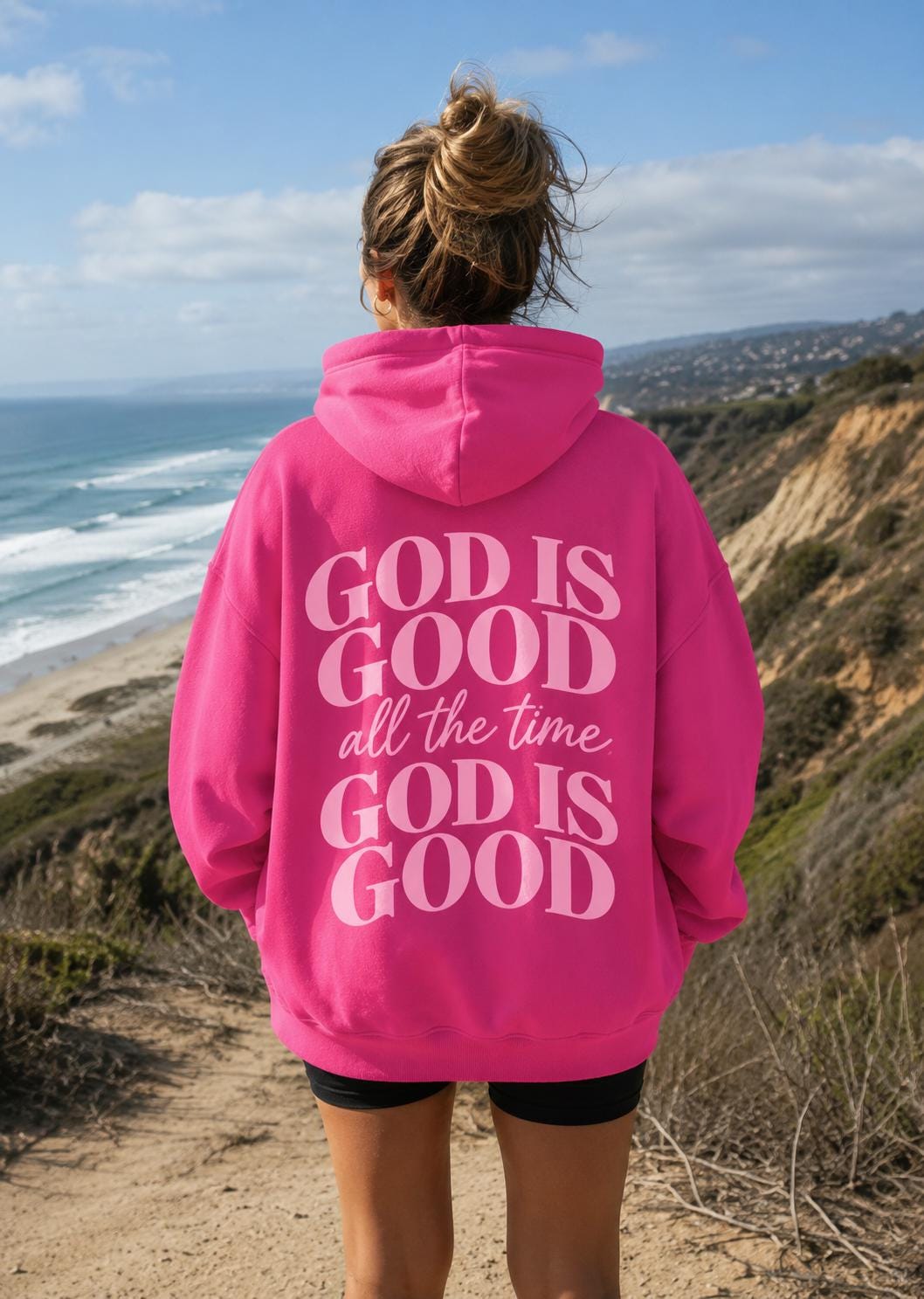 God is GOOD Hoodie, Purple, Large Print on the Back, Christian Sweatshirt, Church Fit