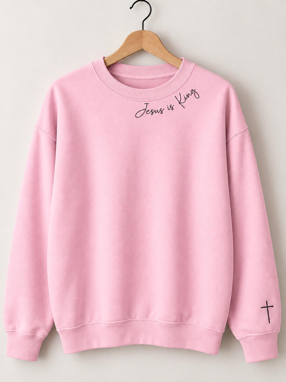 Jesus Is King Christian Crewneck, Minimalist Christian Faith Sweatshirt, Cross Shirt for Women, 2026 Christmas Gift for Christian Women