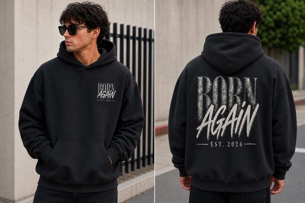 Born Again Christian Hoodie, John 3:3 Baptism Gift, Personalized Streetwear Sweatshirt