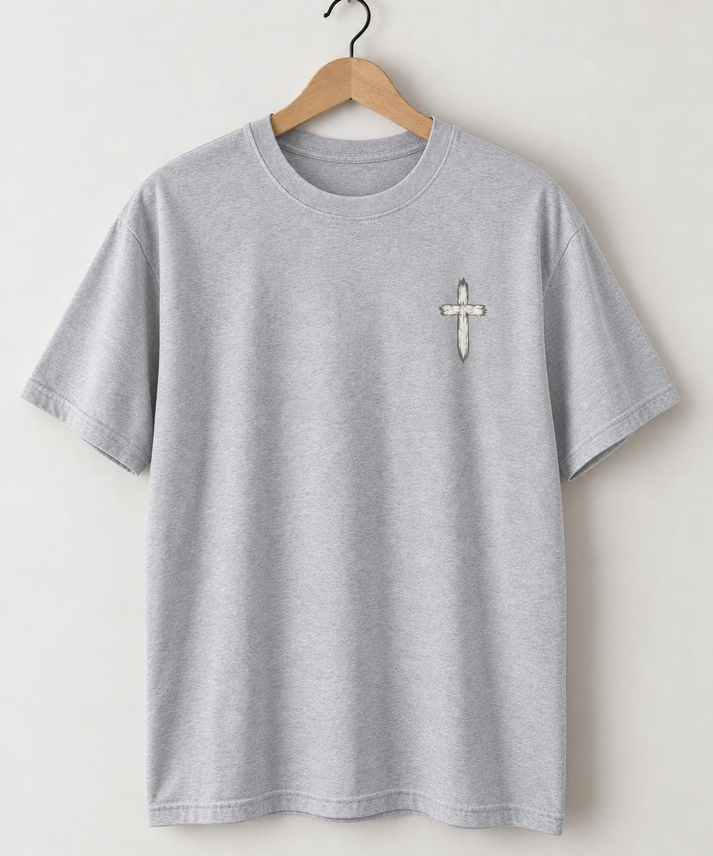Distressed Cross T-Shirt, Men’s Christian Tee, Minimal Faith Streetwear, Oversized Jesus Shirt