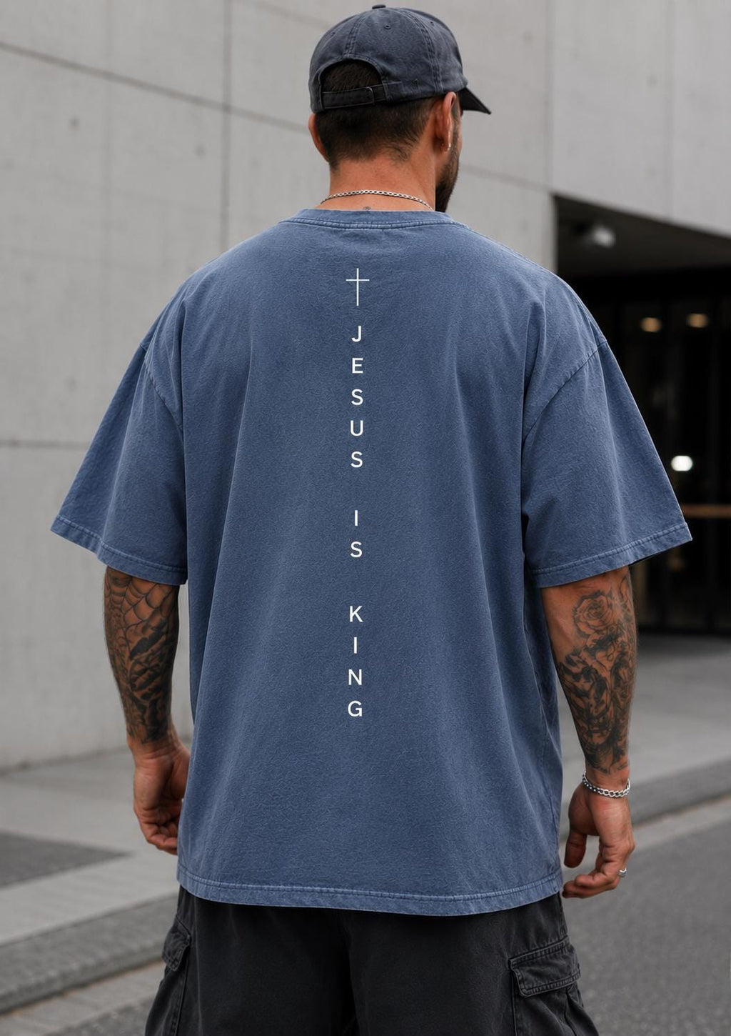 Jesus Is King Unisex Shirt, Gender Neutral Christian Shirt, Premium Quality Cross Tee,  Simple Christian Shirt, Vertical Cross Back Design